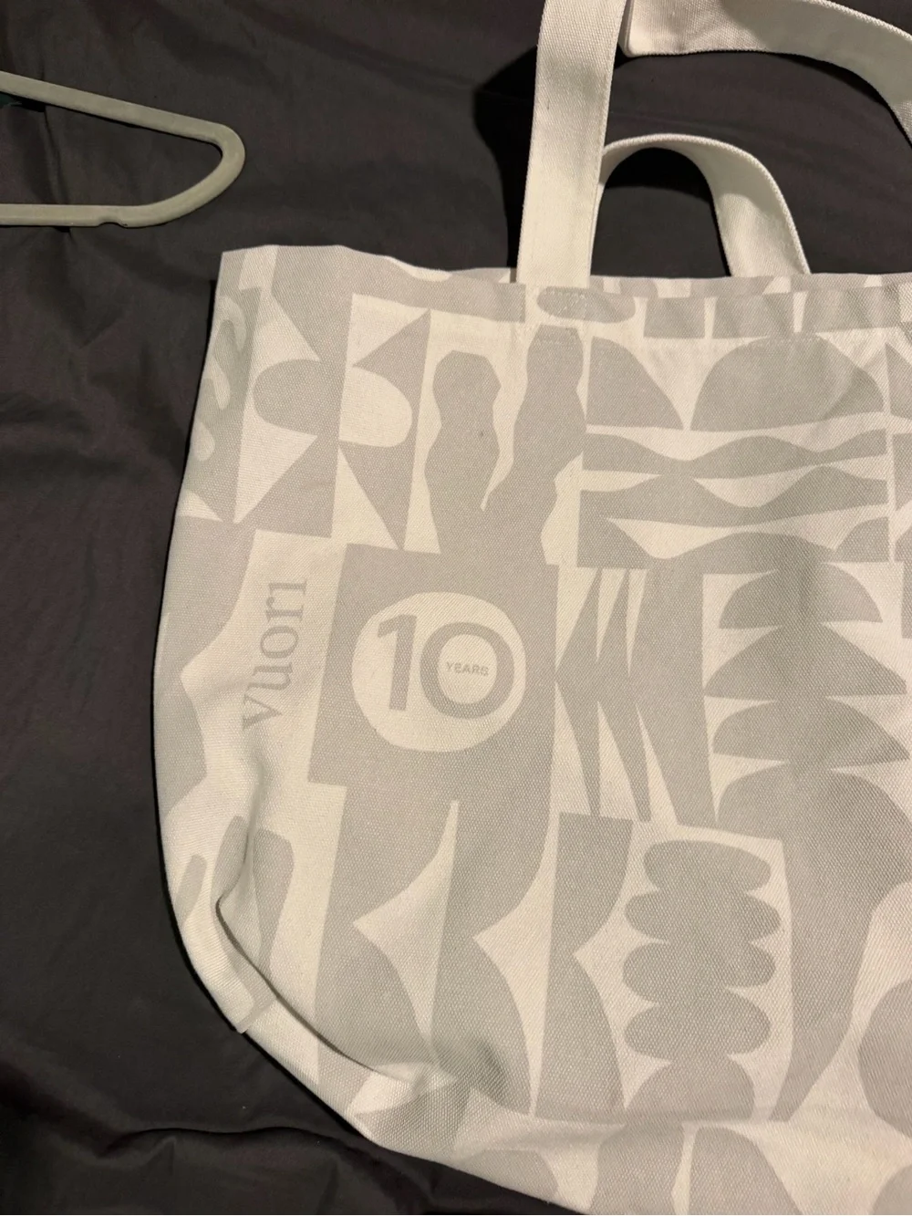 Vuori White Graphic Canvas Tote